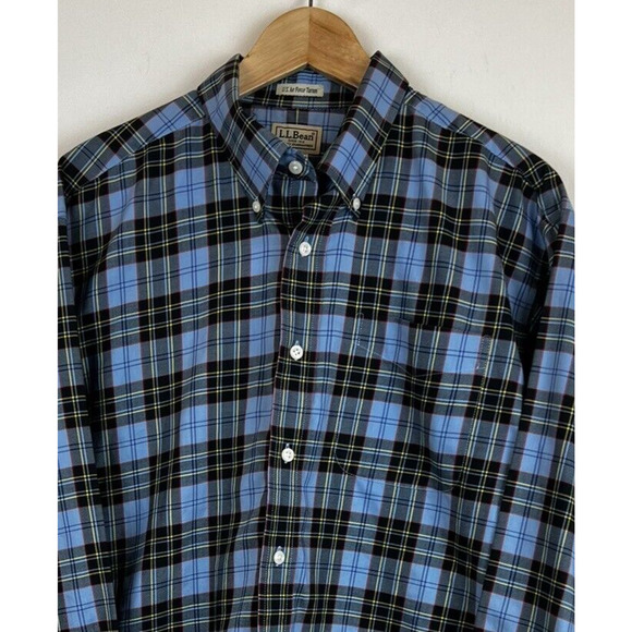 LL Bean Mens Long Sleeve‎ US Air Force Tartan Plaid Button Up Shirt Size Large - Picture 2 of 4